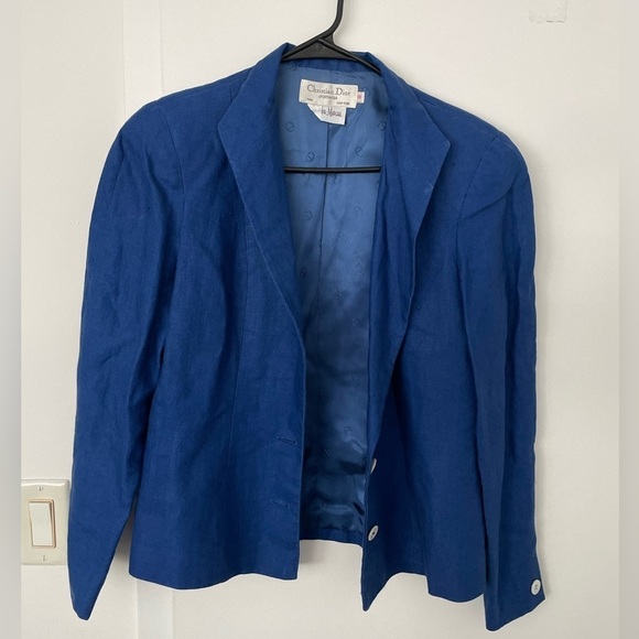 Christian Dior vintage linen cotton blend blazer jacket M - Picture 1 of 6